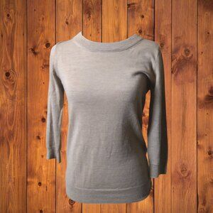 J. Crew Women's XS Tan Merino Wool 3/4 Sleeve Sweater Minimalist Neutral Classic
